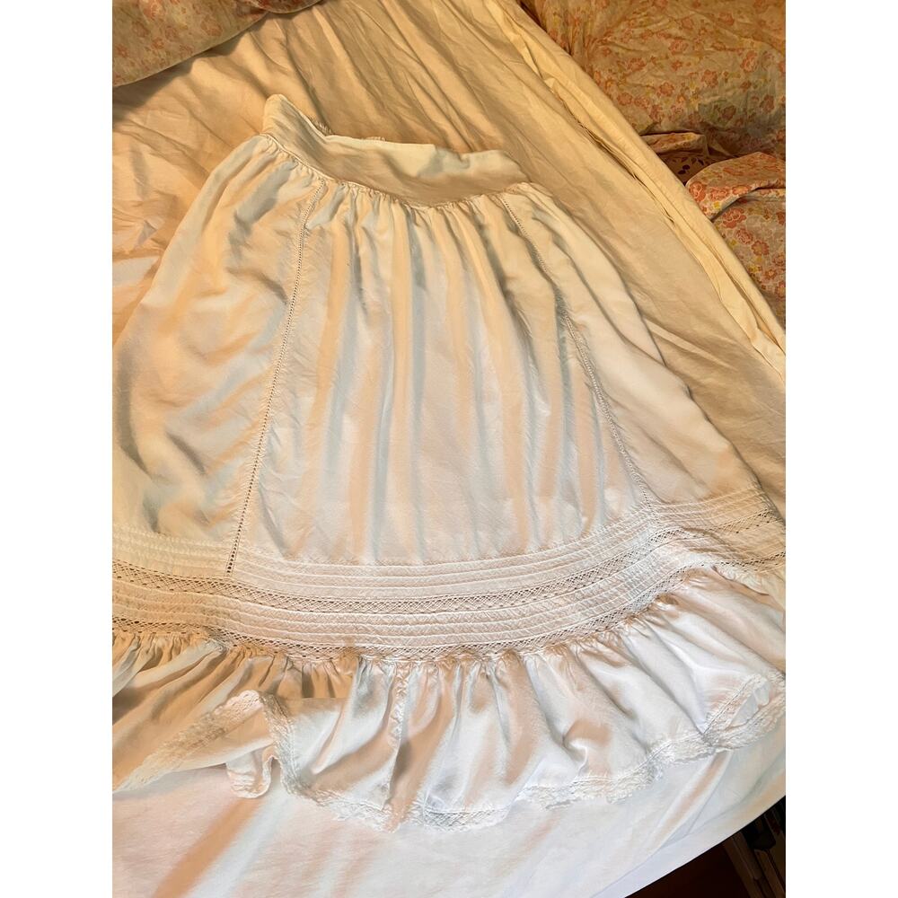 American Eagle white cotton lace ruffle maxi skirt cottage prairie Western Sm. - Picture 6 of 7